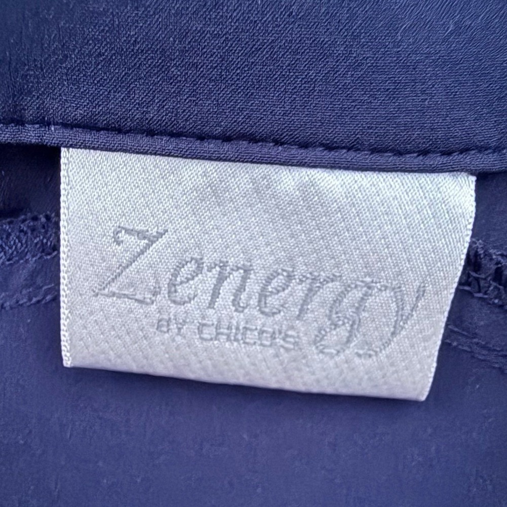 Zenergy by Chico's Navy Blue Utility Jacket Zip Front Drawstring Waist Sz 3 (XL) - Picture 7 of 9